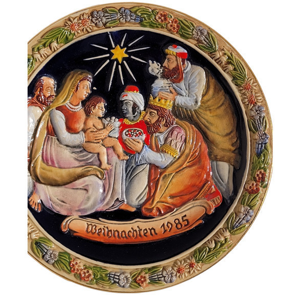 Vintage‎ Christmas Western Germany Weihnachten Salt Glaze 1985 Wall Décor Plate - Picture 1 of 12